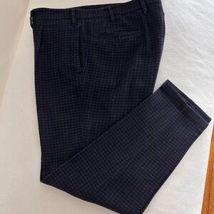 The Gigi blue and black houndstooth pleated trousers